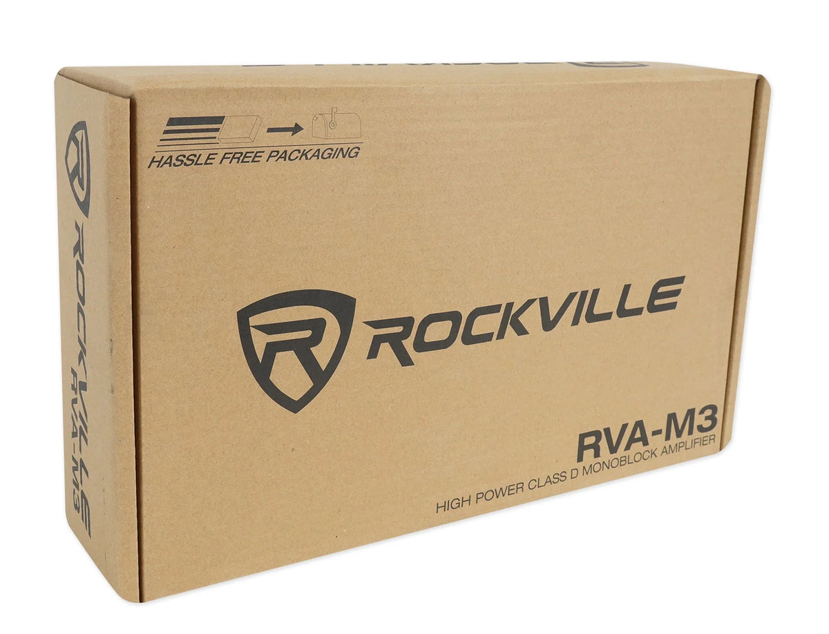 Amplificateur mono pour voiture Rockville RVA-M3 V2 4000w Crête/1000w RMS @ 1 Ohm + télécommande