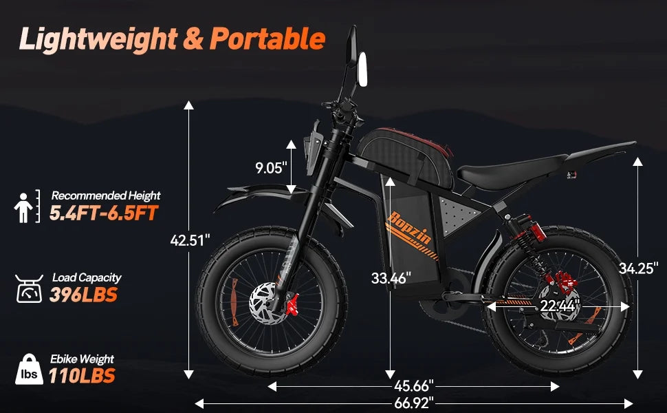 Moto tout-terrain électrique pour adultes, 60 V 35 Ah, 3 000 W, 45 mi/h et autonomie de 37 à 68 mi, vélo de montagne tout-terrain à pneus larges de 25 po, UL2849