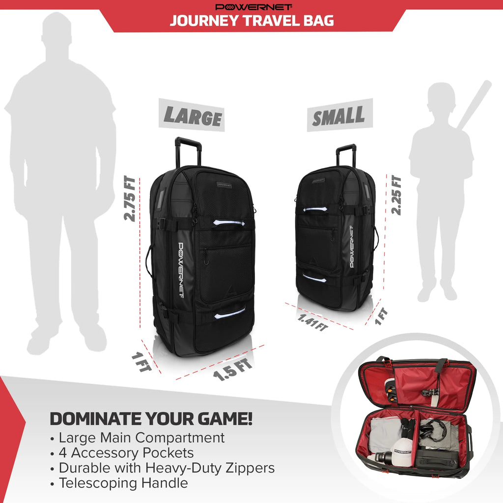 Sac polochon à roulettes PowerNet avec poignée, sac de voyage pour baseball, sac de baseball et de softball pour équipement de receveur, sac de baseball de voyage (petit | 110 L)