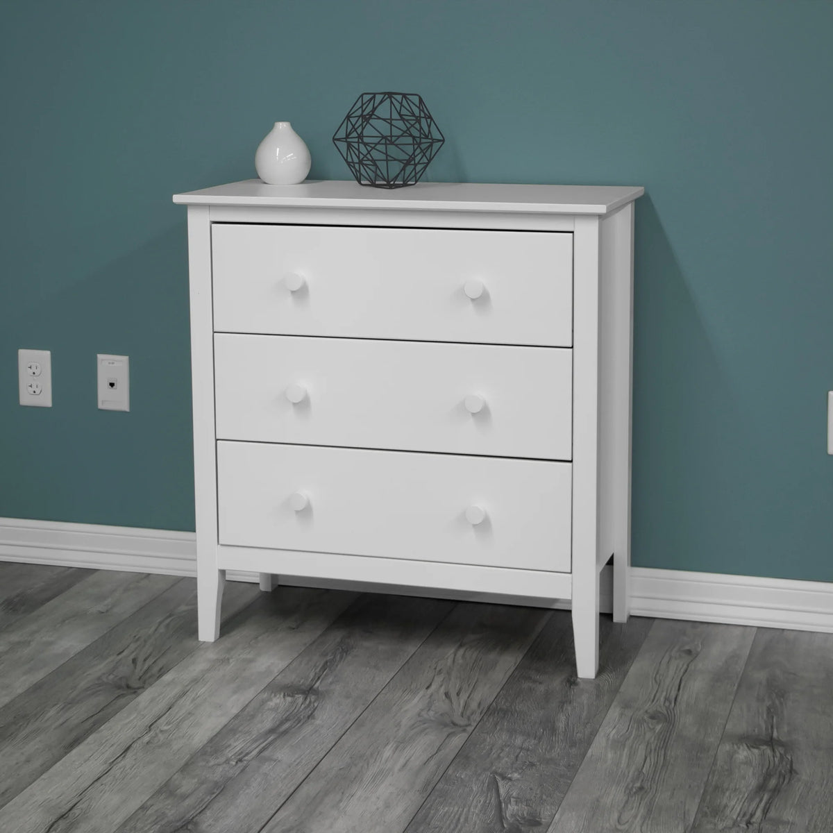 Commode Adeptus Easy Pieces en bois massif à 4 tiroirs - Blanc