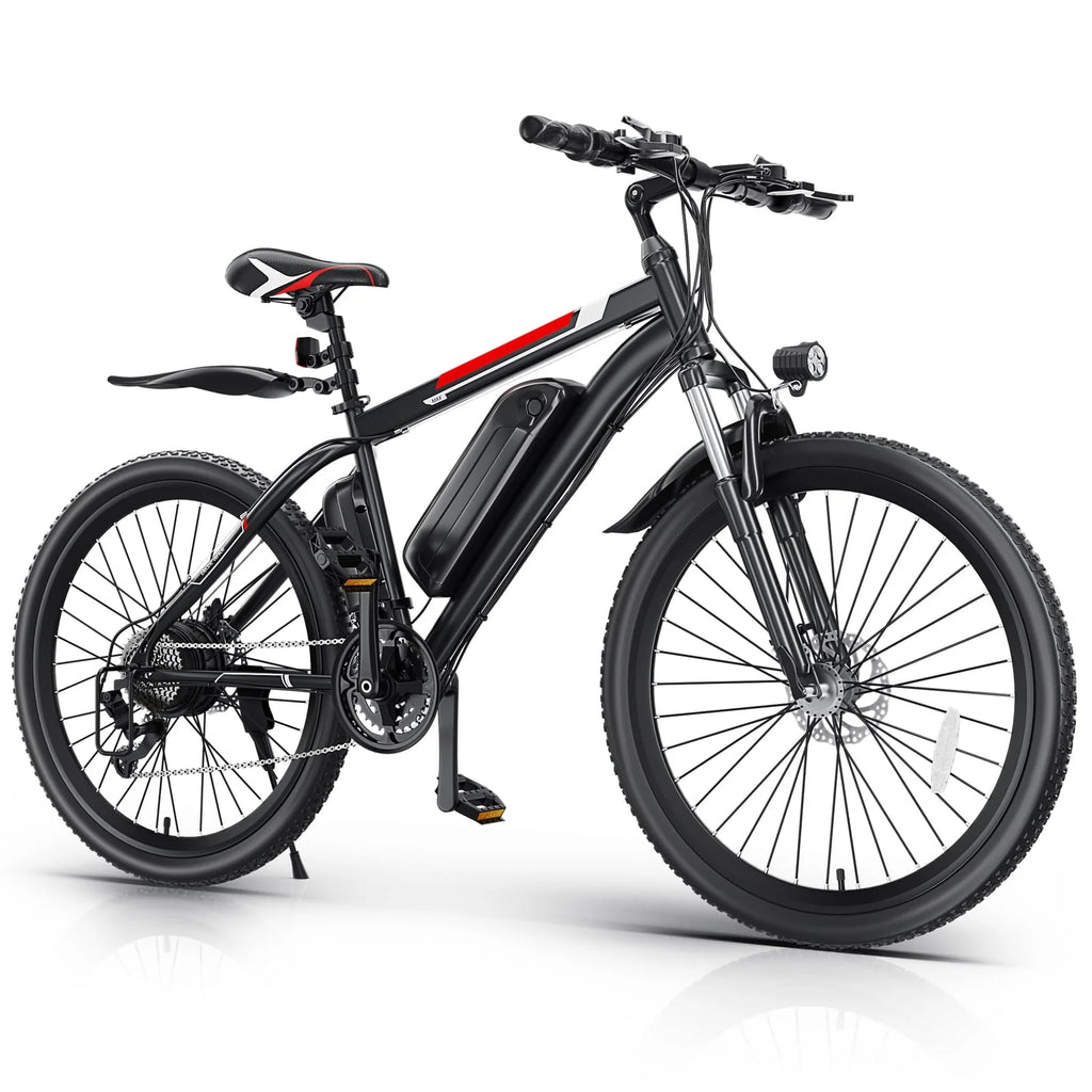 Vélo électrique Elifine 500W pour adultes, vélo électrique tout-terrain 26 avec 5 modes de conduite, batterie 48V 7,8Ah, Shimano 21 vitesses & 19,8 mph vélo électrique urbain en alliage d'aluminium jusqu'à 50 miles