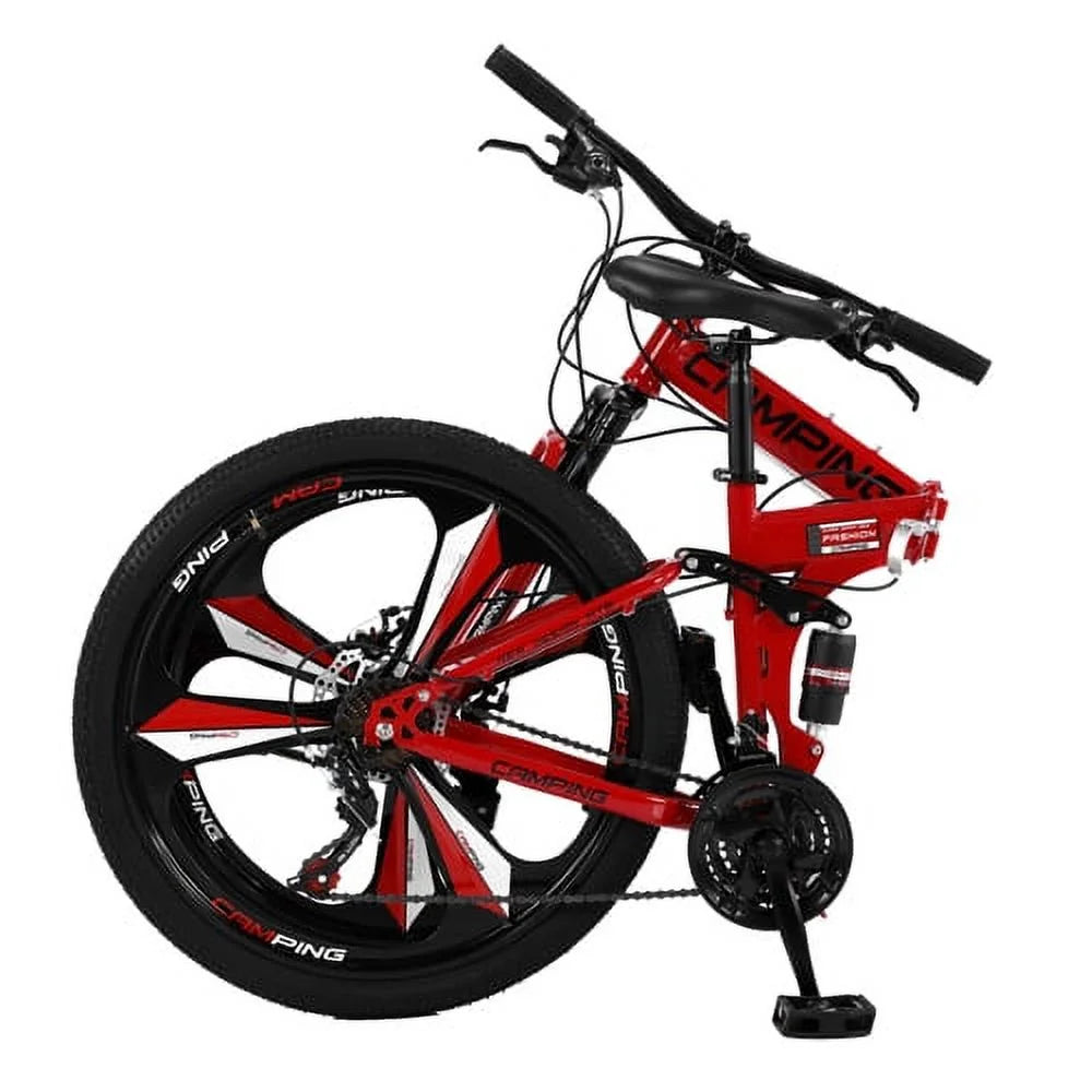 Vélo tout-terrain pliable Zimtown 26, vélo VTT Shimano 21 vitesses pour adultes, noir