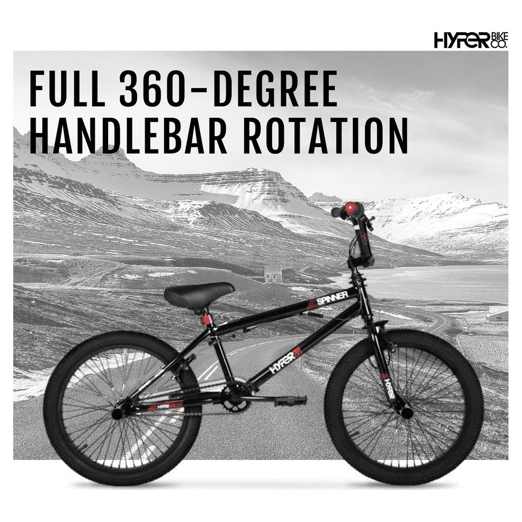 20 Hyper Bicycles Vélo BMX Spinner pour garçon, Noir, Tranche d'âge 8 à 13 ans, Enfant, Préadolescent
