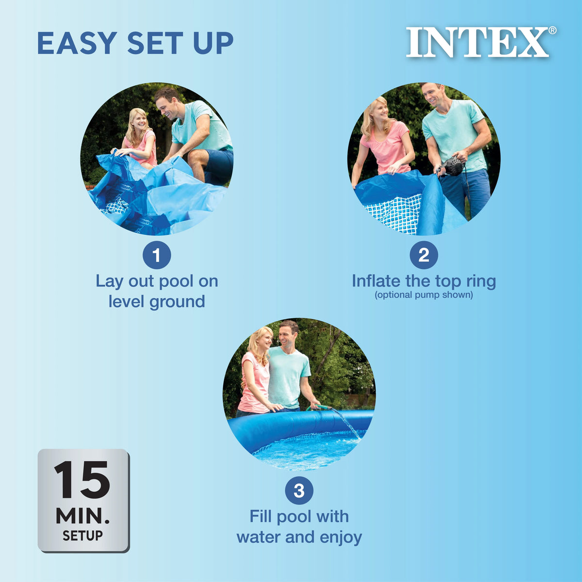 Ensemble piscine gonflable INTEX Easy Set 15 pi x 48 po - Pompe à filtre et accessoires