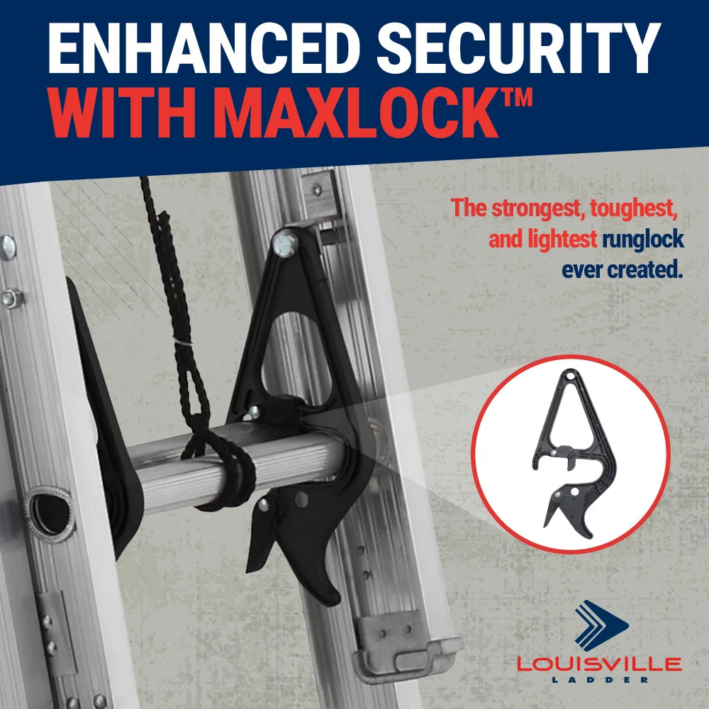 Échelle d’extension en aluminium Louisville Ladder de 32 pieds, capacité de charge de 300 livres, Type IA, AE2232