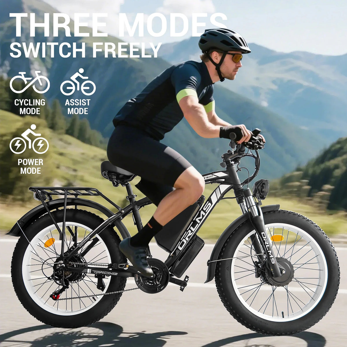 Vélo électrique 5000 W (crête) pour adultes, moto électrique avec batterie 60 V 25 Ah, vélo électrique à double moteur 80 km/h, vélo électrique à pneus larges 26 × 4,0, VTT à transmission intégrale et 21 vitesses pour tous les terrains UL 2849