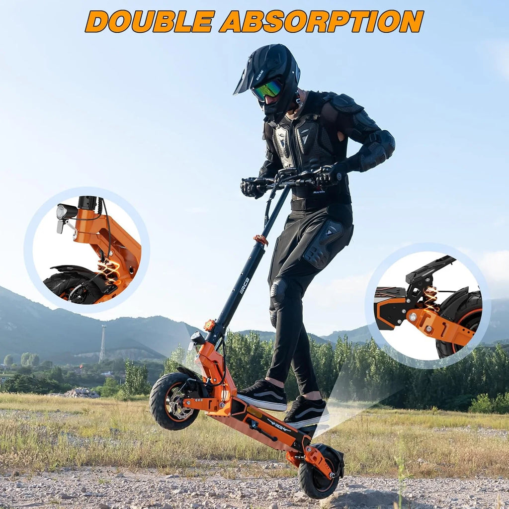 Trottinette électrique pour adultes, autonomie max. 70 miles, moteur 1000 W, batterie 48 V 27 Ah, 4 pneus anti-crevaison, double amortisseur, commande par application et NFC - RCB D7PRO