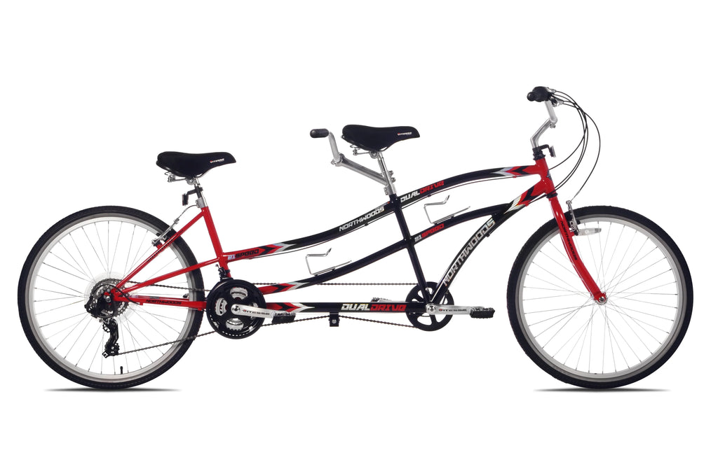 Vélo tandem pour adultes Northwoods 26 à double entraînement et 21 vitesses, rouge/noir