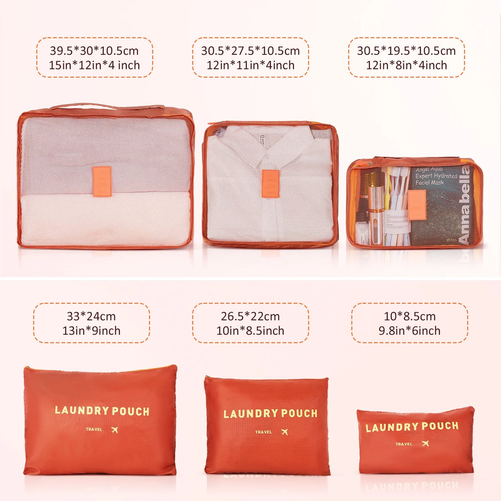 Ensemble de 9 pièces comprenant 3 valises rigides de 20, 24 et 28 pouces, 6 sacs de rangement et valises de voyage à roulettes, rose