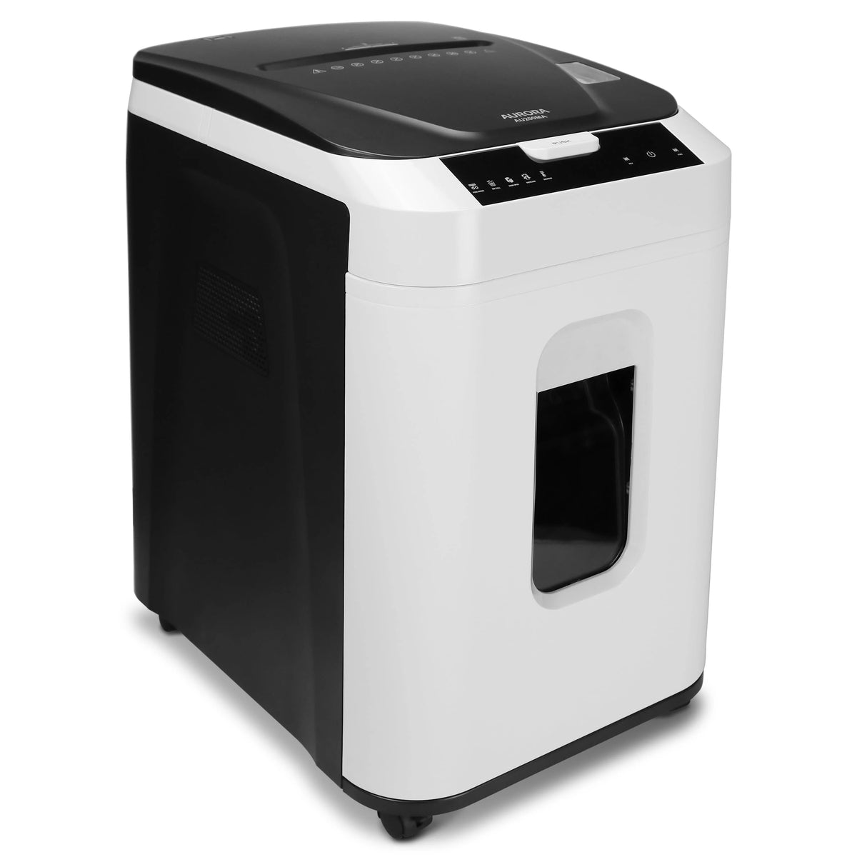 Destructeur de documents à micro-coupe Aurora GB de qualité professionnelle, à alimentation automatique, d’une capacité de 200 feuilles, avec bac de récupération coulissant
