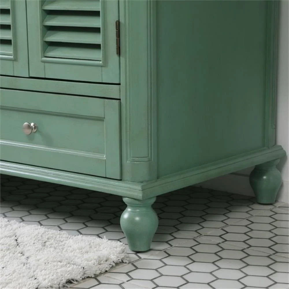 Meuble-lavabo double élégant de 60 pouces pour salle de bain, blanc antique
