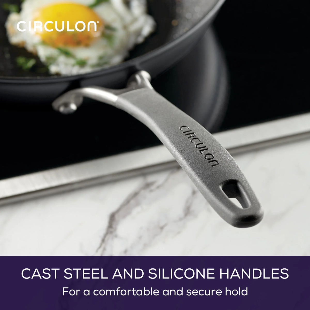Batterie de cuisine antiadhésive en aluminium Circulon A1 Scratch Defense de 10 pièces, acier inoxydable moulé