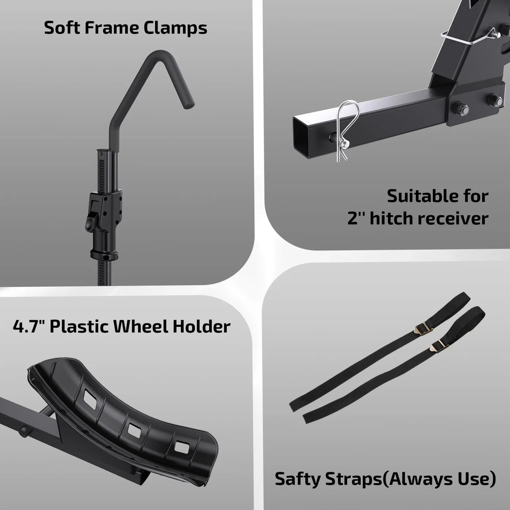Porte-vélos en acier à plateforme premium Ozark Trail avec capacité de charge de 132 lb, compatible avec les vélos électriques et les récepteurs d’attelage de 2 po
