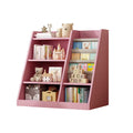 IVV Bibliothèque Montessori pour enfants, Bibliothèque moderne en bois à 4 niveaux, Étagère à livres et jouets pour enfants, Support d’étagère en tissu, Pour salle de classe, chambre, chambre de bébé ou salle de jeux (Rose)