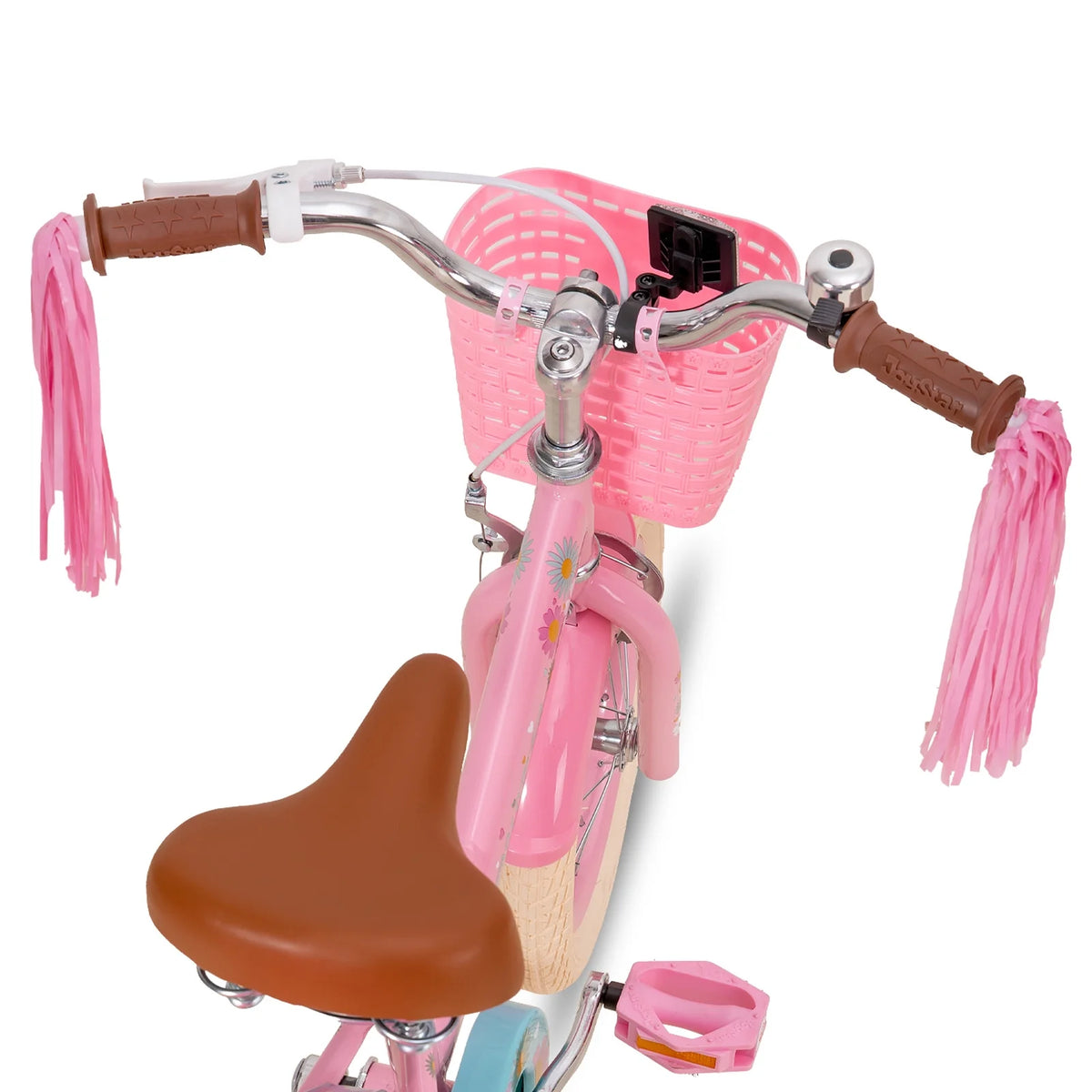 JOYSTAR Little Daisy Vélo pour enfant 14 pouces pour filles de 3 4 5 ans Vélo de princesse pour enfants avec freins à main Roues stabilisatrices Panier Serpentins Vélo pour tout-petits Bleu