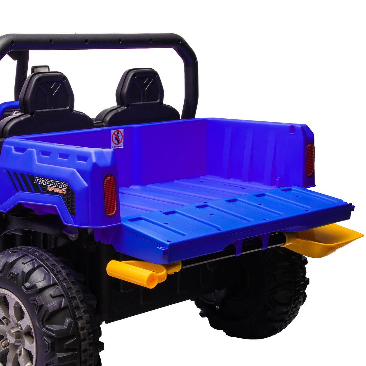 Xuanlur Voiture électrique pour enfants 24V 2 places, UTV avec moteur 2x200W, Jouet électrique 24 volts avec benne/pelle, Voiture électrique pour enfants avec pneus résistants, lumière LED, musique, télécommande, noire