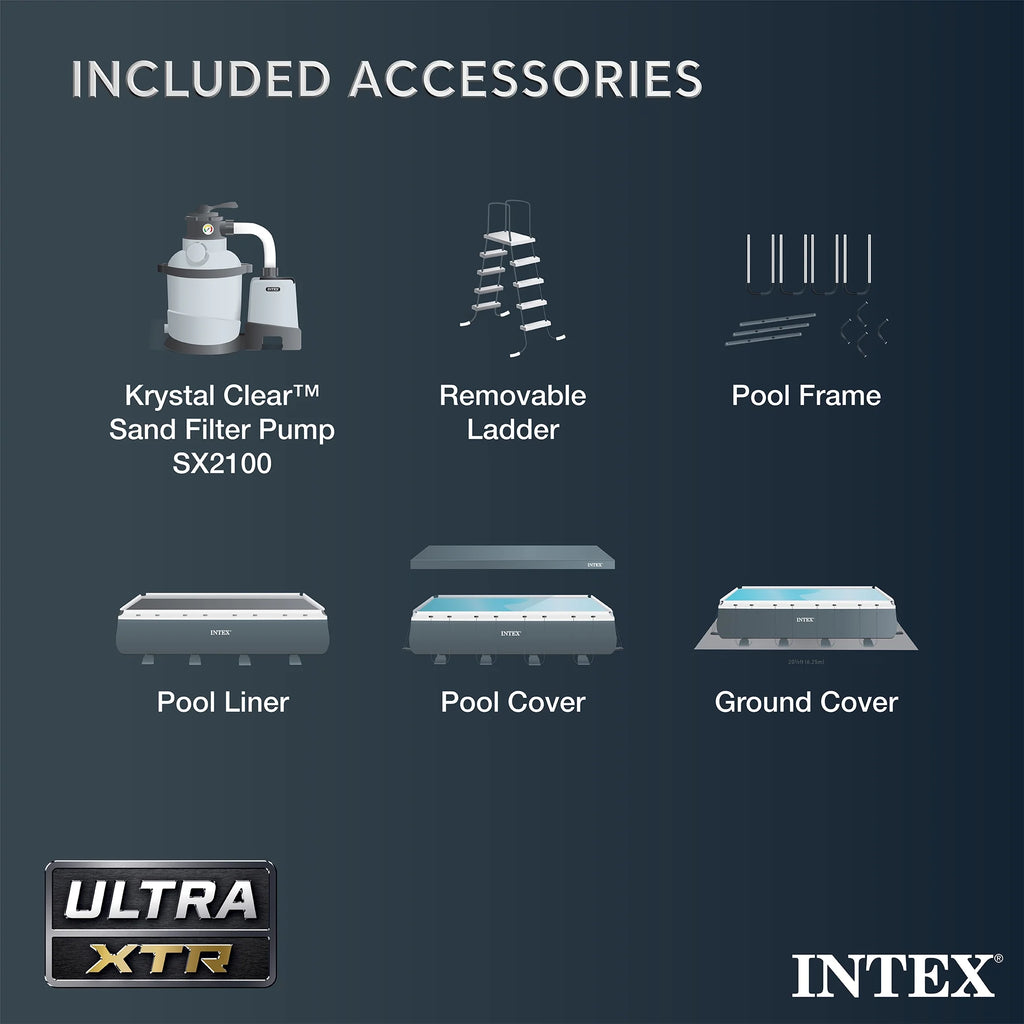 Piscine hors-sol INTEX Ultra XTR 7,32 m x 3,66 m x 1,32 m, bouées (lot de 2) et glacière gonflable