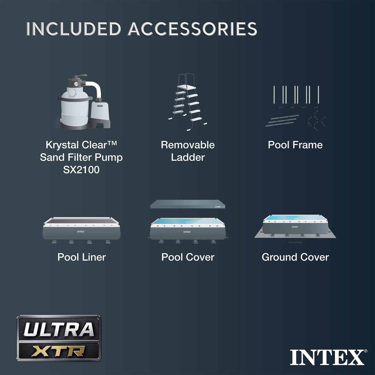 Piscine hors-sol INTEX Ultra XTR 7,32 m x 3,66 m x 1,32 m, bouées (lot de 2) et glacière gonflable
