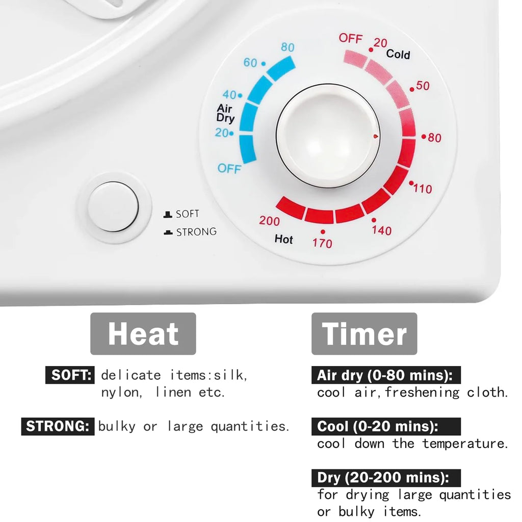 Sèche-linge portable CTT 110 V 1 500 W, sèche-linge compact de 3,5 pi³ avec tambour en acier inoxydable, 4 modes de séchage, idéal pour la buanderie, les appartements, les camping-car et les dortoirs