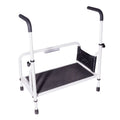 Marchepied Stander, marchepied de lit avec rampes d'appui réglables pour personnes âgées, marchepied extra large robuste, marchepied avec barres d'appui et lumière à détection de mouvement, blanc