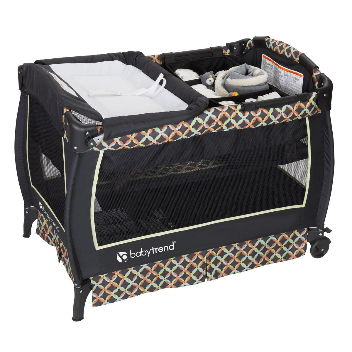 Parc d’éveil pour jumeaux Baby Trend Twins avec sac de transport - Circle Tech multicolore noir