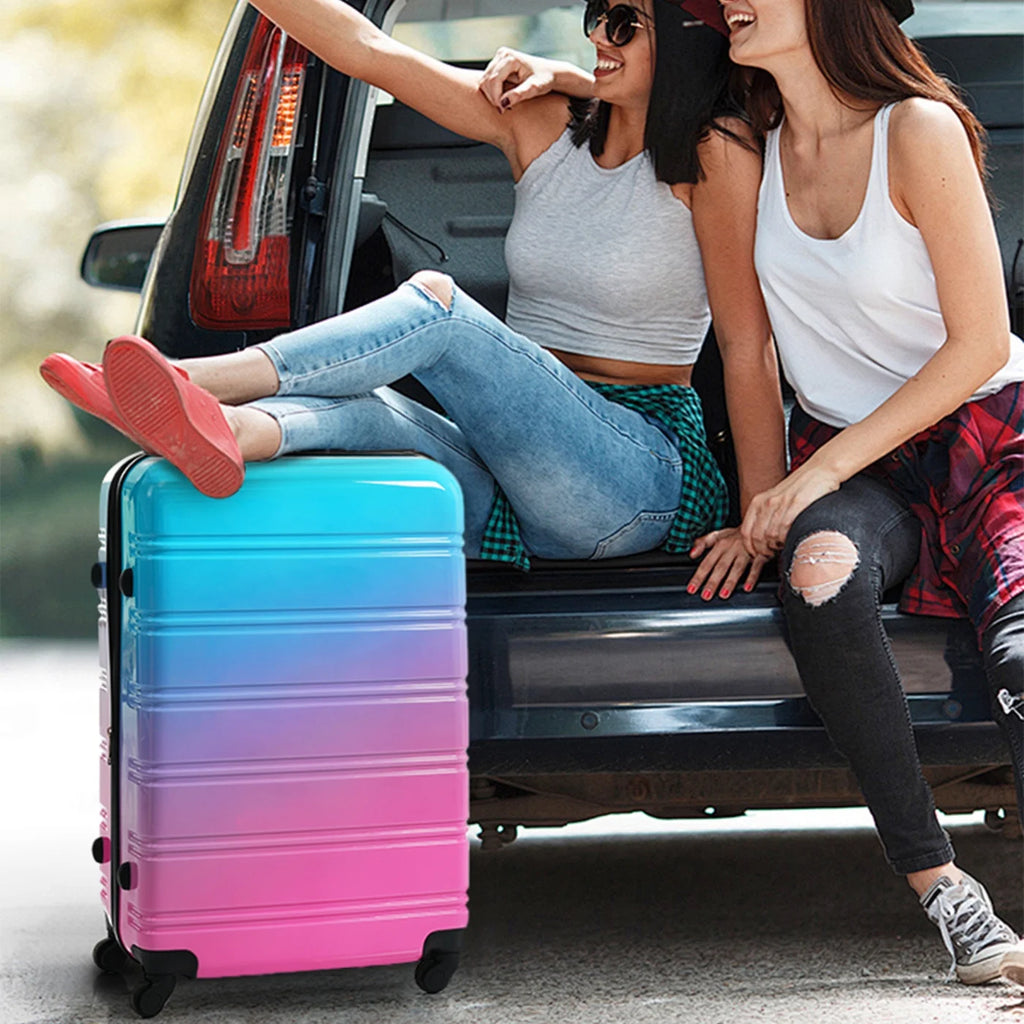 Ensemble de 3 valises, valise rigide 20/24/28 pouces avec cadenas TSA et roulettes pivotantes, bagages de voyage légers et extensibles pour homme et femme, multicolore violet