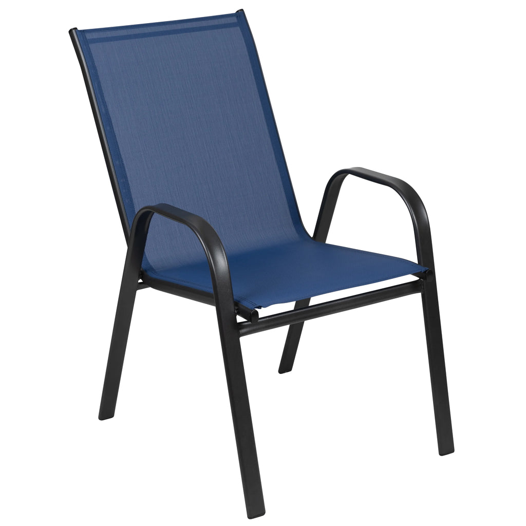 Lot de 5 chaises d’extérieur empilables BizChair noires avec matériau Flex Comfort et structure en métal