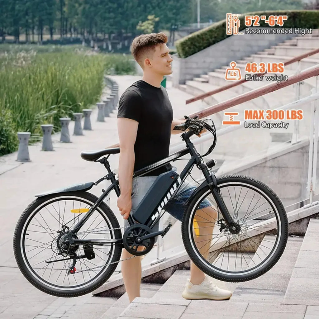 Vélo électrique MISODO pour adultes 26, puissance de crête de 750 W, VTT électrique 48 V 10 Ah, autonomie de 45 miles à 25 mi/h, VTT électrique tout-terrain pour adultes, professionnel, 7 vitesses, UL2849