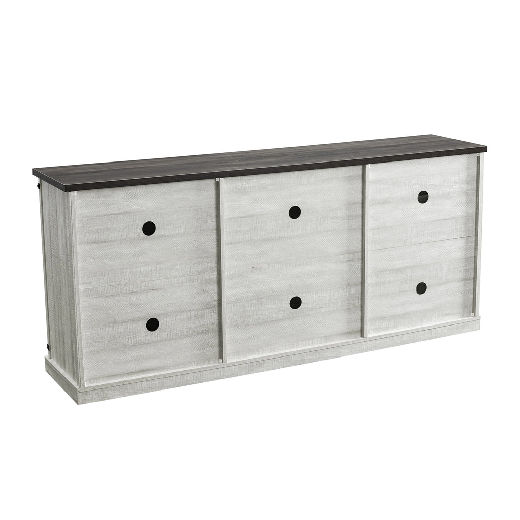 Meuble TV rustique FESTIVO pour téléviseur 75 pouces, centre de divertissement, meuble TV avec porte de grange coulissante, console TV de 68 pouces, meuble multimédia de salon avec étagère réglable - Blanc cassé