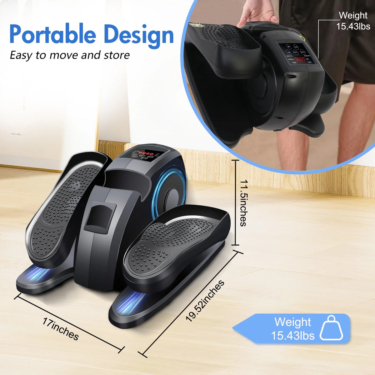 Vélo elliptique de bureau Baokaler, appareil d’exercice électrique pour les jambes assis, pour seniors, 12 vitesses réglables avec télécommande