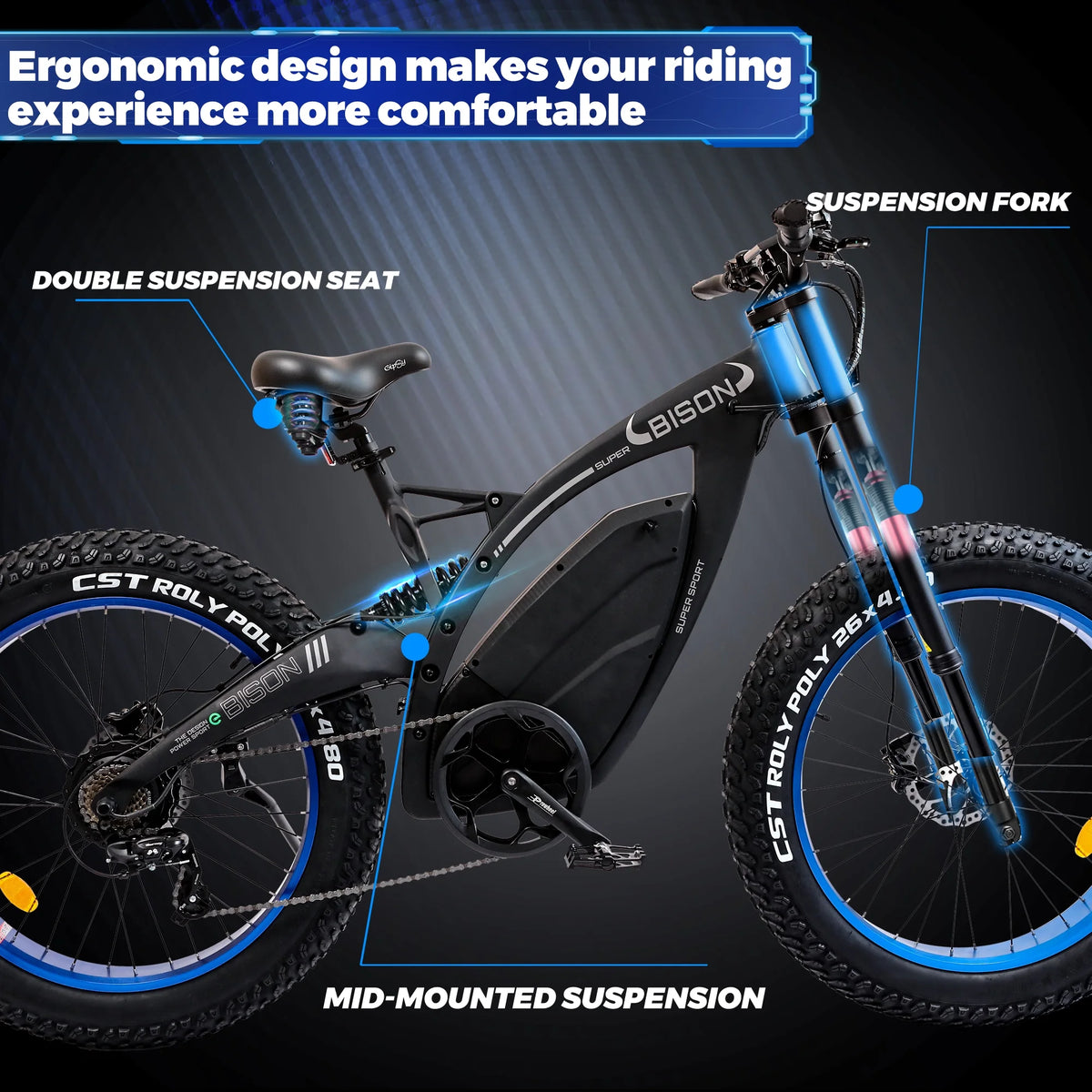 Vélo VTT électrique Ecotric 18 Ah 48 V 750 W Batterie 26 Pouces 4,8 Pouces Pneu Large Fourche à suspension intégrale Cadre en aluminium Vélo de montagne pour homme Vélo électrique de plage Vélo de neige pour adultes A-E516646