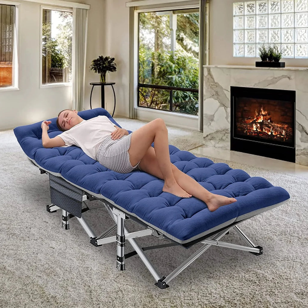 Lot de 2 lits pliants Slsy avec matelas réversible de 8,4 cm, lits de camping pliants 75 × 28 avec sac de transport, lits d’appoint portables