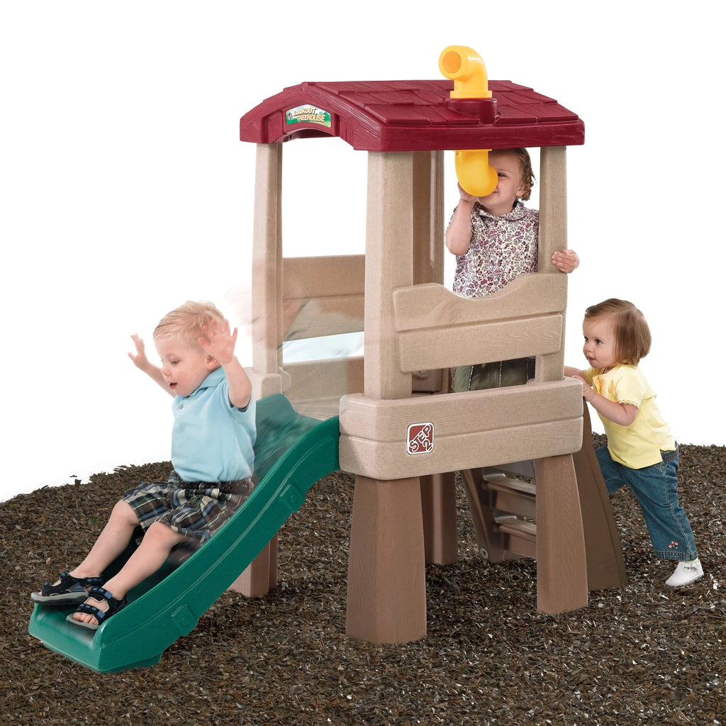 Step2 Cabane d’arbre d’observation Naturally Playful, structure de grimpe avec toboggan pour tout-petits