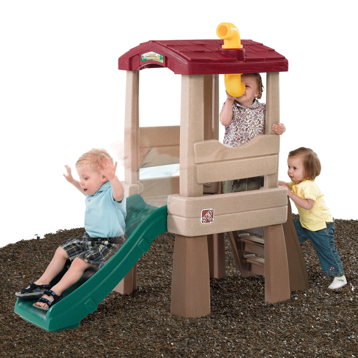 Step2 Cabane d’arbre d’observation Naturally Playful, structure de grimpe avec toboggan pour tout-petits