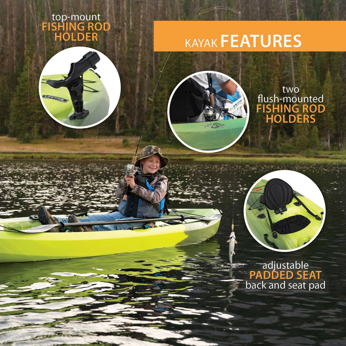 Kayak de pêche Lifetime Tamarack Angler 10 pi, Volcano Fusion (91340)