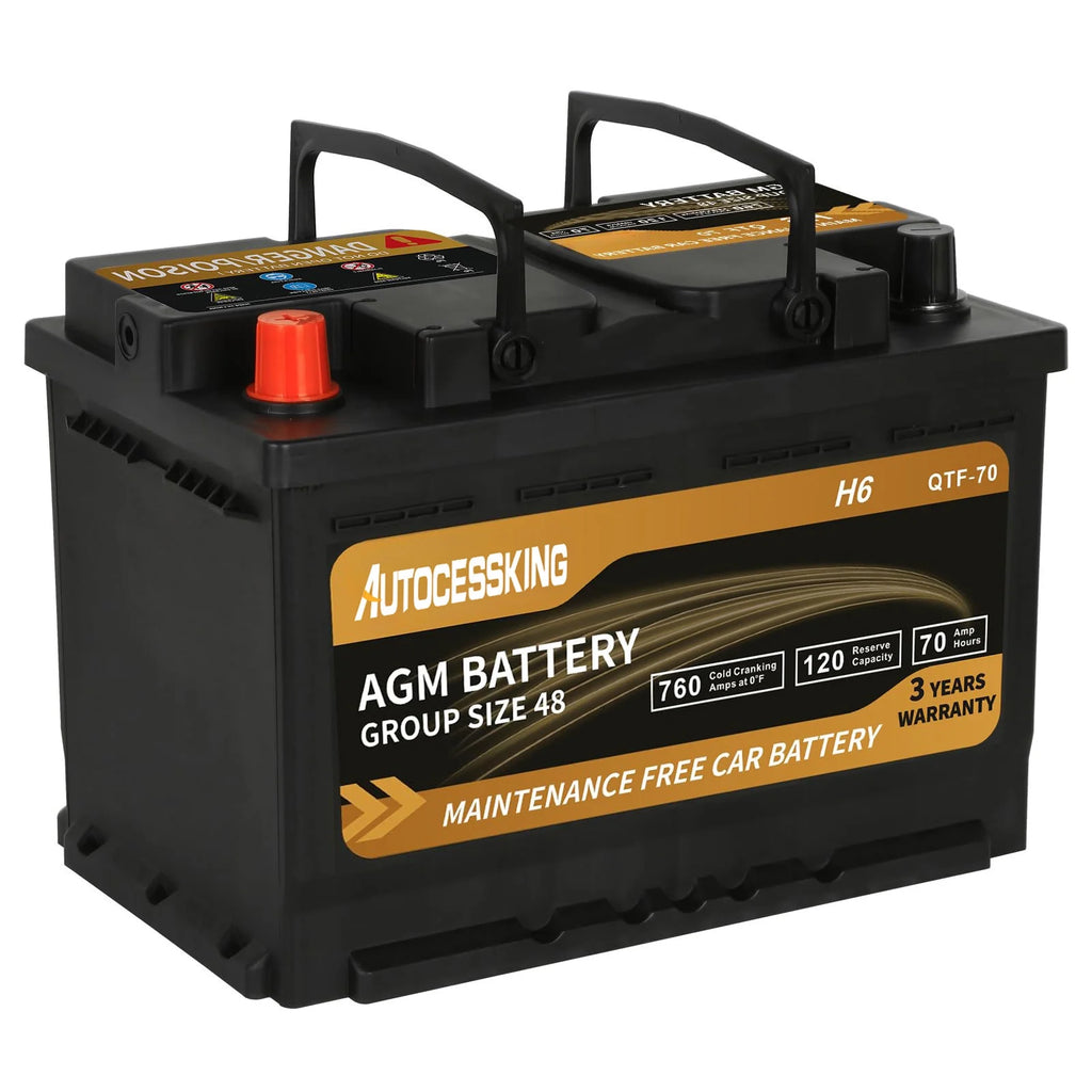 Batterie AGM Autocessking Platinum, batteries rechargeables automobiles groupe 47 pour voiture, 12V H5 680CCA 60Ah 100RC