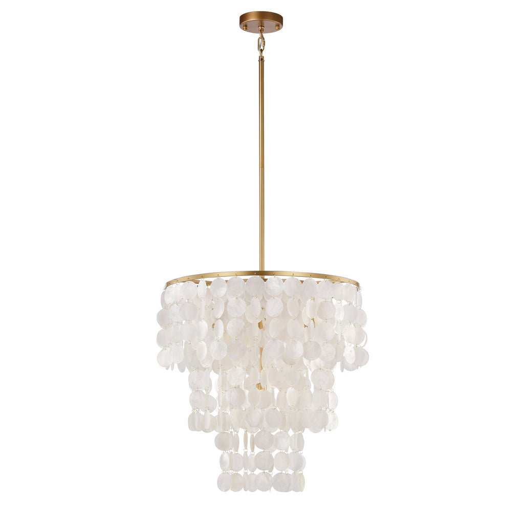 Lustre Paula de The Lighting Store à 4 lumières, finition bronze brillant avec coquillage blanc naturel - 20,5 pouces de diamètre x 21,7 pouces de hauteur