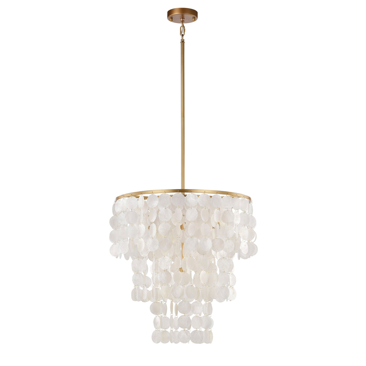 Lustre Paula de The Lighting Store à 4 lumières, finition bronze brillant avec coquillage blanc naturel - 20,5 pouces de diamètre x 21,7 pouces de hauteur