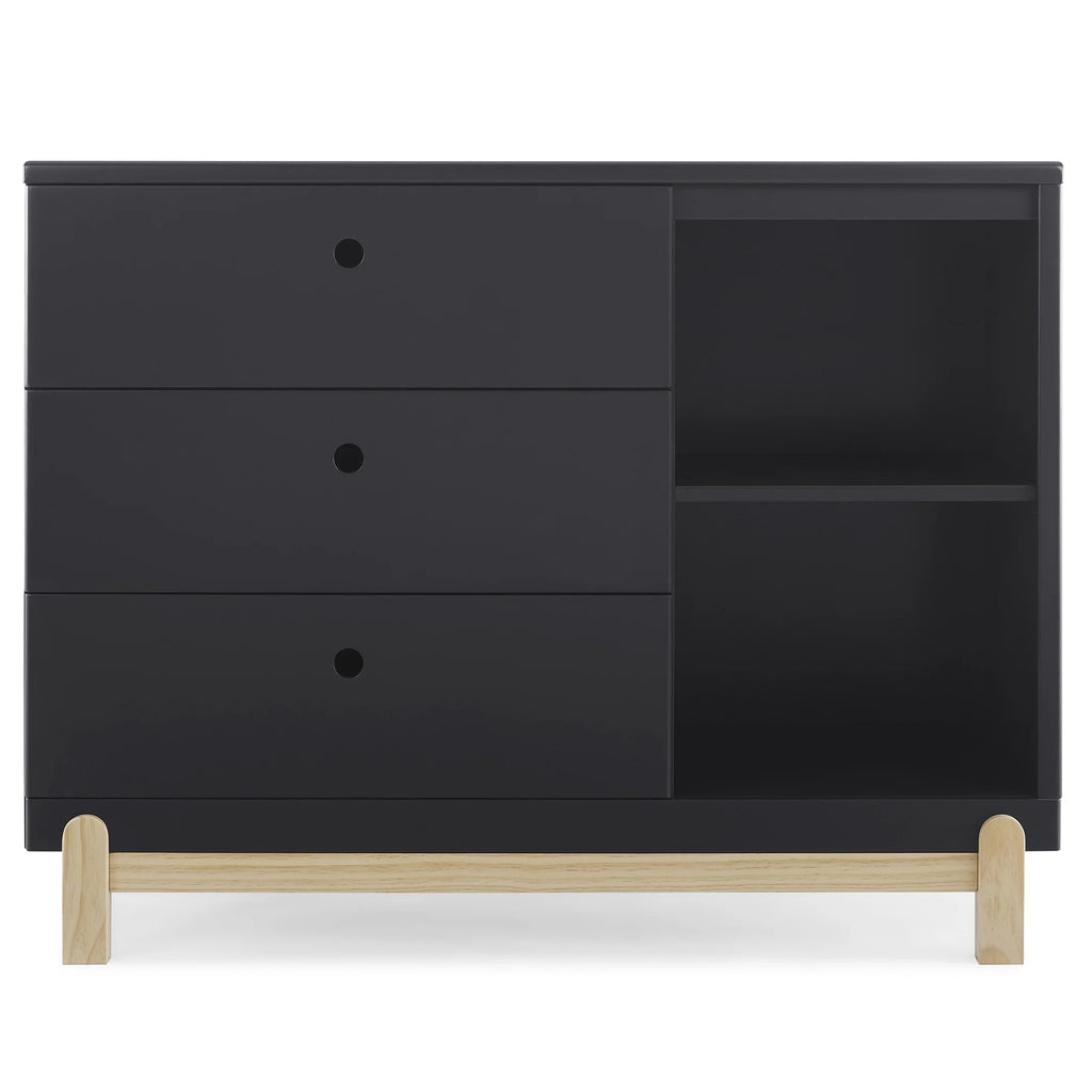 Commode Delta Children Poppy à 3 tiroirs avec casiers et tiroirs emboîtables, Blanc Bianca/Naturel