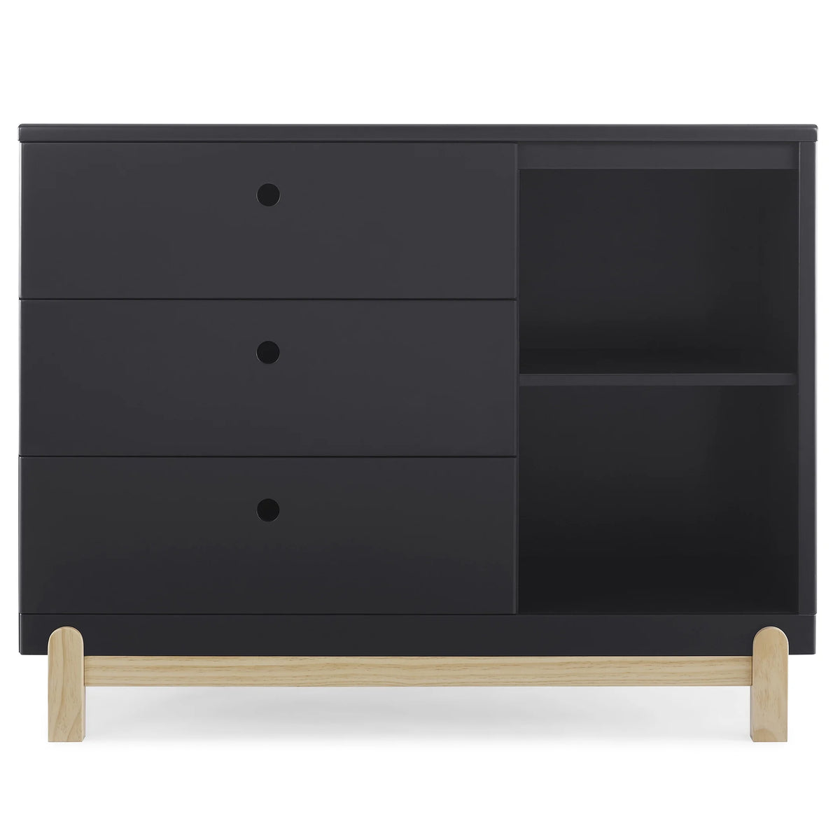 Commode Delta Children Poppy à 3 tiroirs avec casiers et tiroirs emboîtables, Blanc Bianca/Naturel