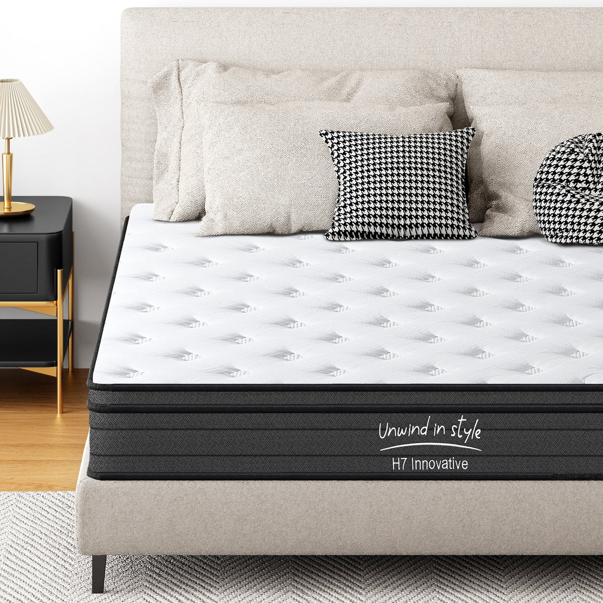 Matelas hybride King SOGES de 254 cm pour adultes, matelas en mousse à mémoire de forme, fermeté moyenne, ressorts ensachés