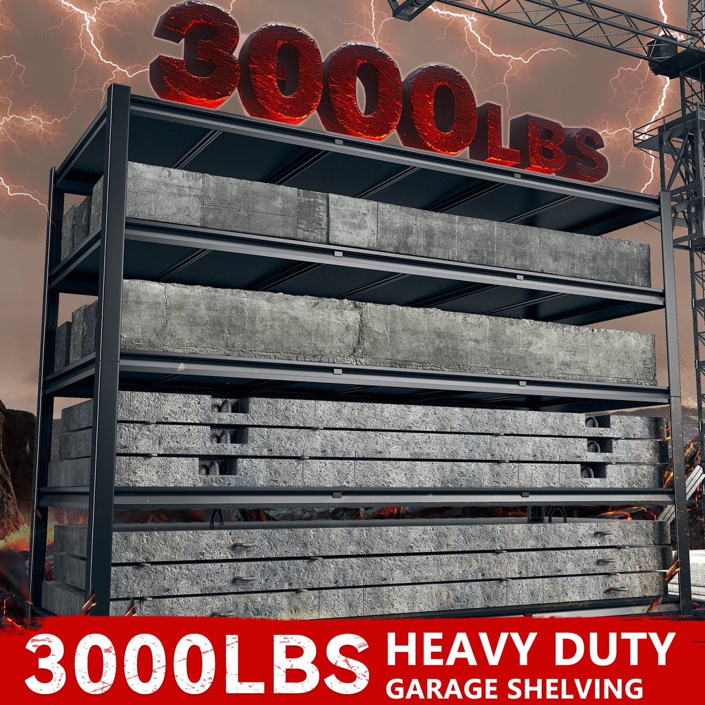 Étagères de garage REIBII 60 po, capacité de 3 000 lb, étagères de rangement robustes et réglables à 5 niveaux, rayonnage métallique, 60 po l x 24 po P x 72 po H