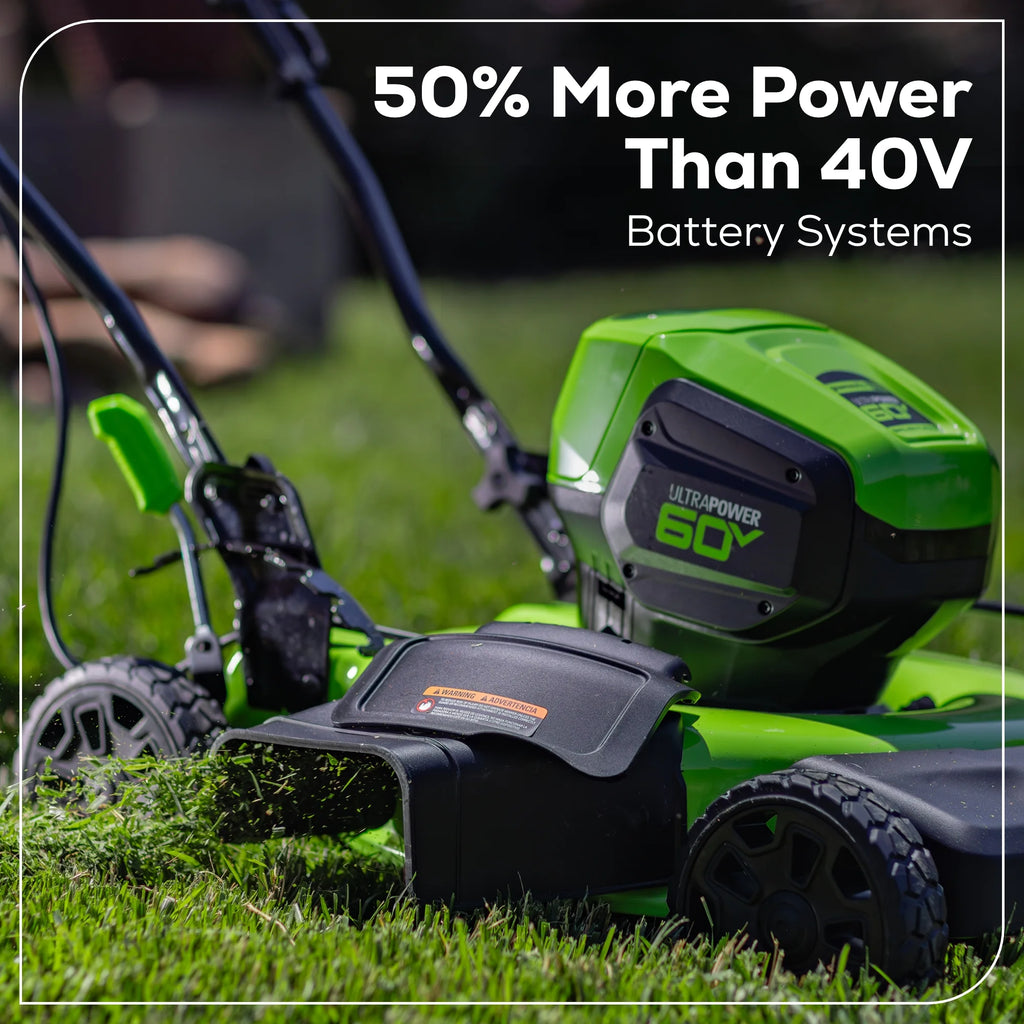 Tondeuse à gazon sans fil Greenworks 60V 19 avec batterie 5.0Ah et chargeur 2531802