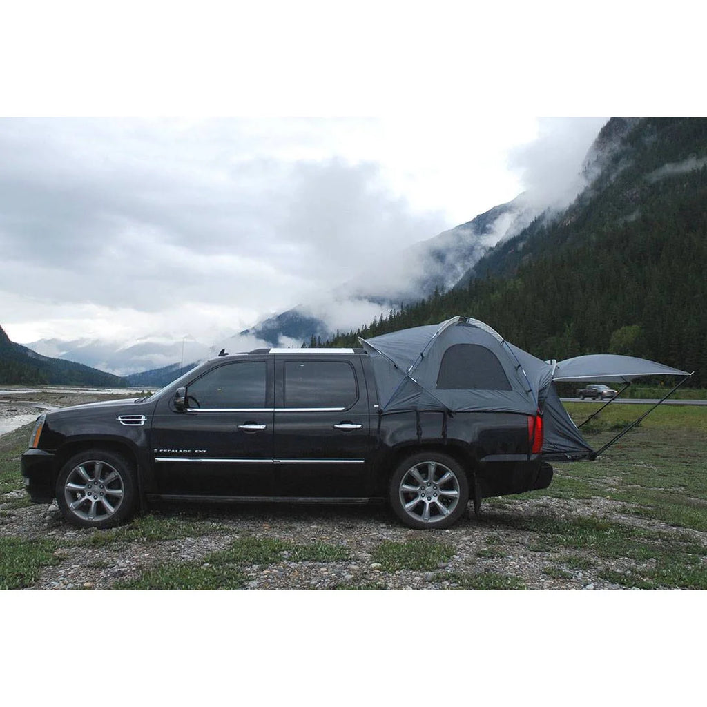 Tente de camping pour benne de pick-up Napier Sportz Avalanche pour 2 personnes avec auvent, grise, compatible avec les modèles sélectionnés : 2002-2013 CHEVROLET AVALANCHE, 2002-2013 CADILLAC ESCALADE