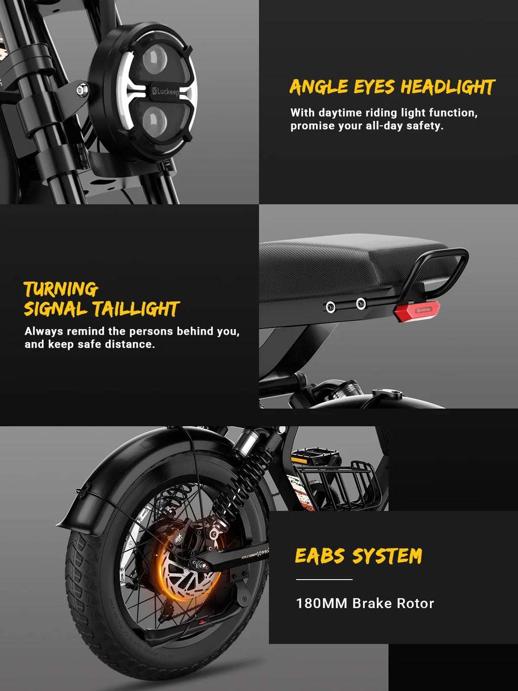 Luckeep M5 Electric Bike for Adults/Teen, 1500W Peak Motor, Max 32MPH,48V 15AH Battery, Max 60 Miles Electric Motorcycle for Mountains,20 Fat Tire Electric Dirt Bike,Sand,Road,Full Suspension
