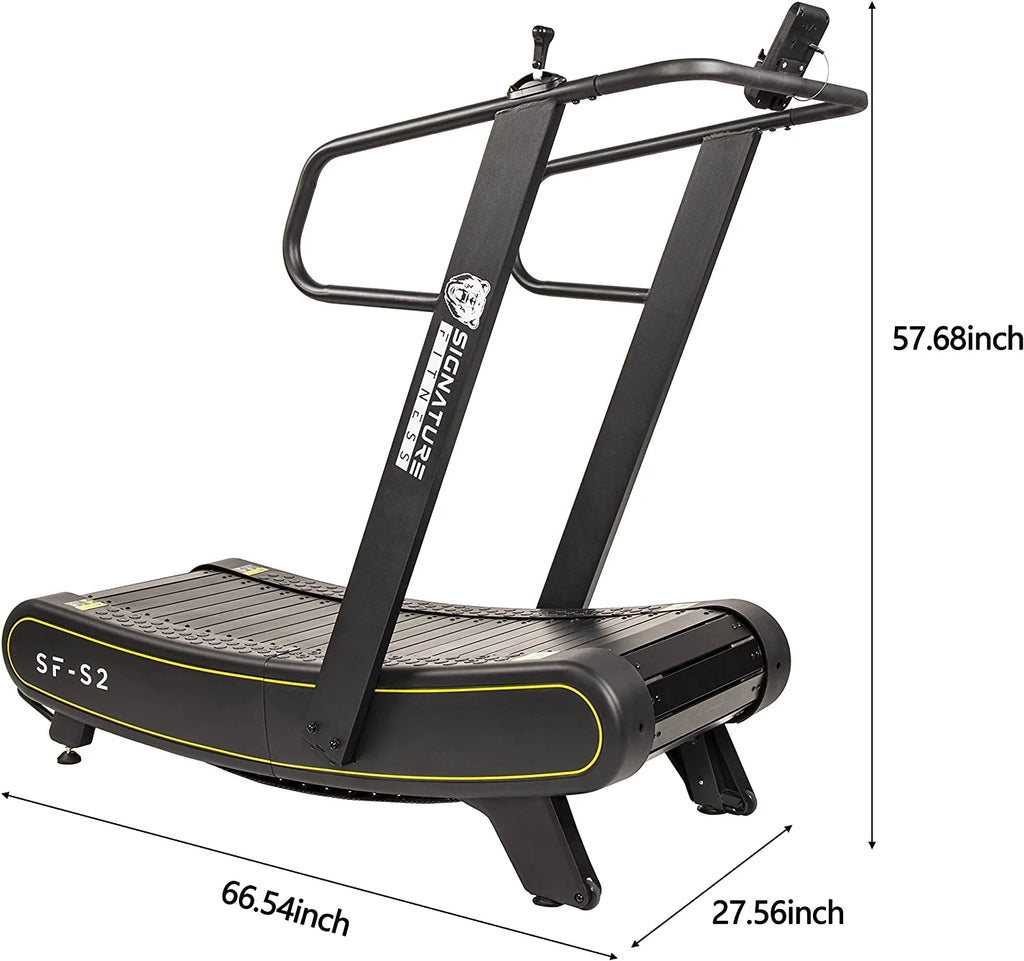 Signature Fitness SF-S2 Sprint Demon - Tapis de course incurvé sans moteur avec niveaux de résistance réglables - Capacité de 300 lb