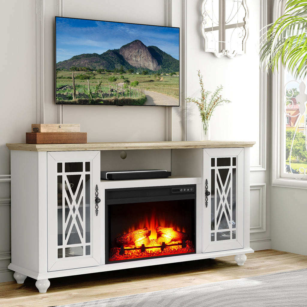 Meuble TV FESTIVO Elegant 61 avec cheminée - Vert