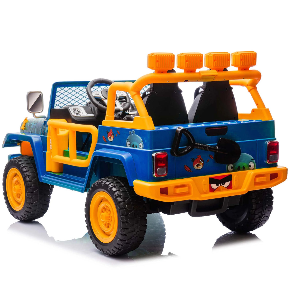 Jouets électriques Joyracer 24 volts pour grands enfants, camion sous licence Angry Birds avec télécommande, véhicule électrique 4x4 à 2 places avec pelle, Bluetooth, lumières, roues de voiture électrique, pour enfants de 3 à 8 ans, jusqu’à 59 kg, vert