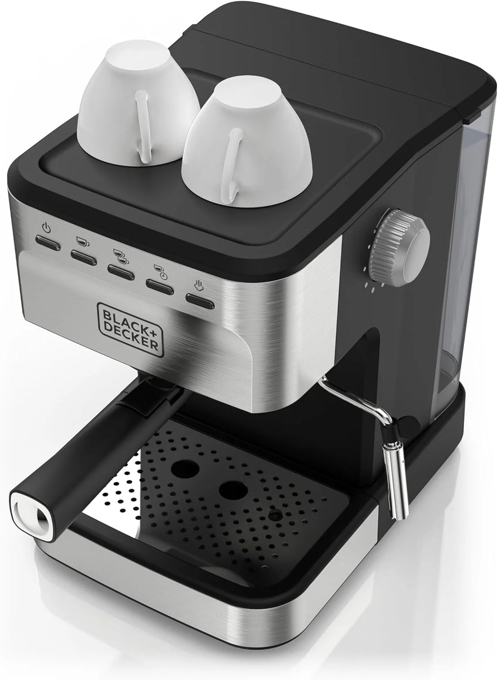 BLACK+DECKER Machine à espresso et cappuccino 15 bars, Acier inoxydable