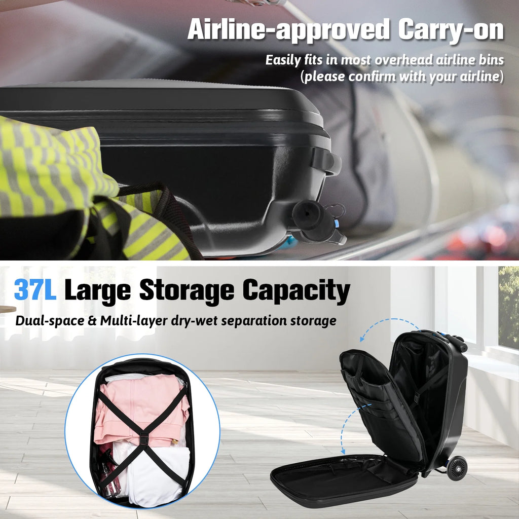 Valise à roulettes Advwin pour enfants et adultes, valise rigide sur laquelle les enfants de 4 à 15 ans peuvent rouler, bagage cabine multifonction léger et pliable avec roulettes, pour enfants et adolescents, rose